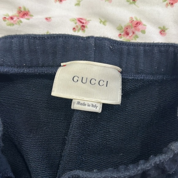 Gucci Kids Navy Blue Sweatpants with Embroidered Bee Detail - Picture 5 of 6